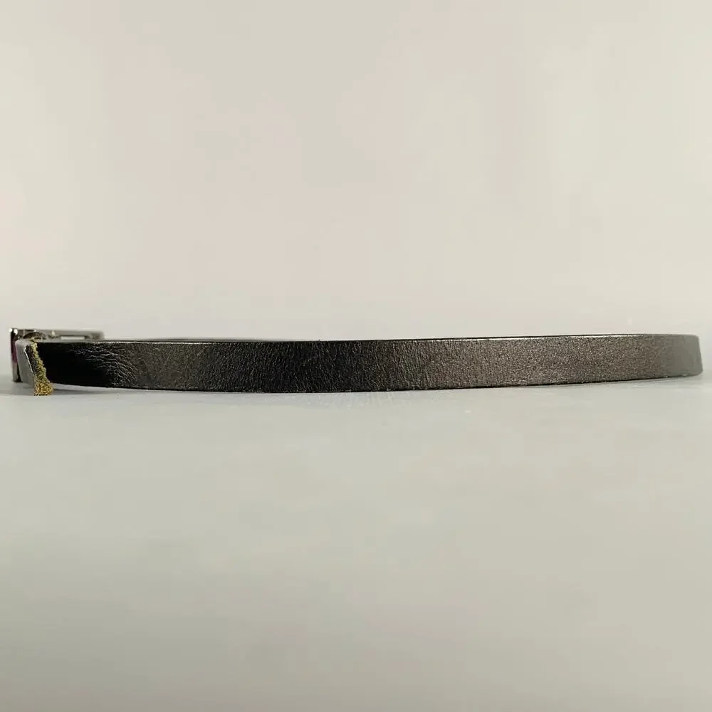 J.LINDEBERG Size 30 Black Silver Logo Leather Leather Belt